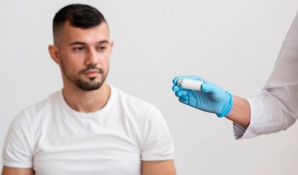 Beautiful young couple looking behind at you